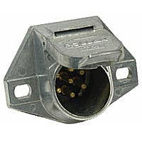 7-POLE ZINC DIE CAST SOCKET, SOLID PIN, 2 HOLE MOUNT