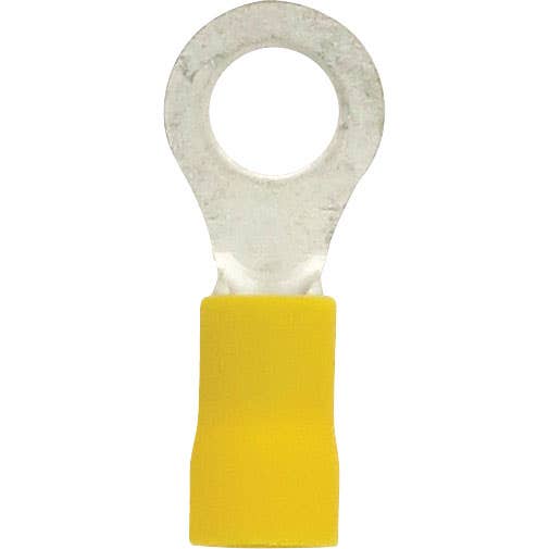 Ring Connectors 12-10 Awg 1/4" PVC Yellow