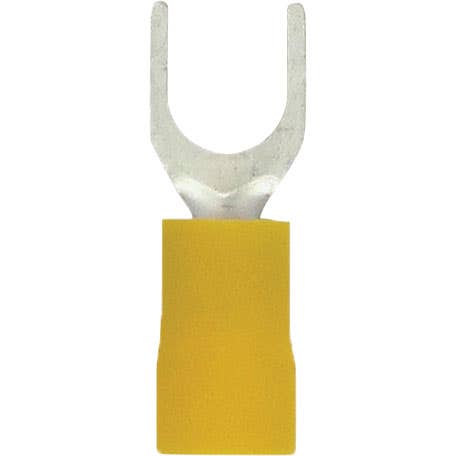 Bulk Fork Connectors 12-10 Awg 1/4" PVC Yellow Bulk Fork Connectors 12-10 Awg 1/4" PVC Yellow