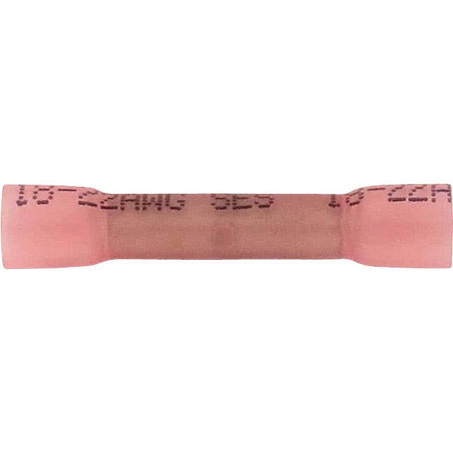Bulk Crimp Butt Connectors Heat Shrinkable 22-18GA Red Bulk Crimp Butt Connectors Heat Shrinkable 22-18GA Red