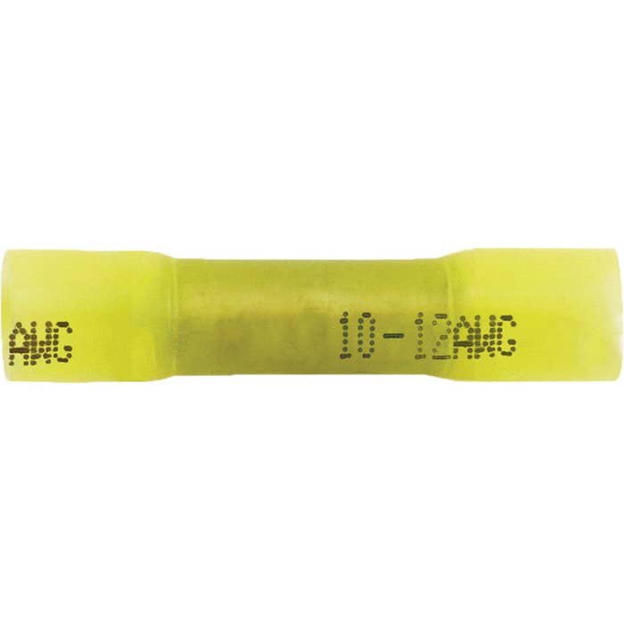 Crimp Butt Connectors Heat Shrinkable 12-10GA Yellow Crimp Butt Connectors Heat Shrinkable 12-10GA Yellow