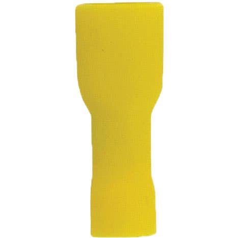 Bulk Female Fully Insulated Slide Connectors 12-10GA .250" PVC Yellow Bulk Female Fully Insulated Slide Connectors 12-10GA .250" PVC Yellow