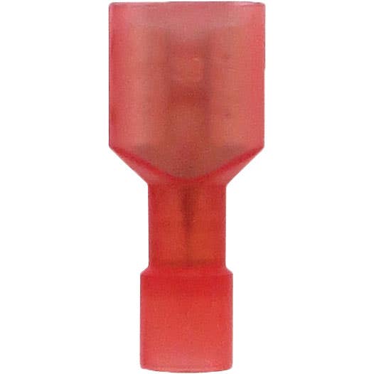 Bulk Female Fully Insulated Slide Connectors 22-18GA .250" Nylon Red Bulk Female Fully Insulated Slide Connectors 22-18GA .250" Nylon Red