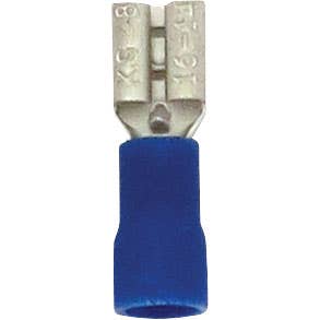 Female Quick Disconnect Slide Connectors 16-14GA .187" x .020" Tab PVC Blue Female Quick Disconnect Slide Connectors 16-14GA .187" x .020" Tab PVC Blue