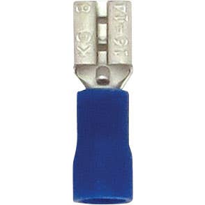 Bulk Female Quick Disconnect Slide Connectors 16-14GA .187" x .032" Tab PVC Blue Bulk Female Quick Disconnect Slide Connectors 16-14GA .187" x .032" Tab PVC Blue