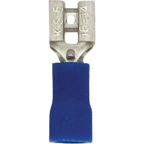 Bulk Female Quick Disconnect Slide Connectors 16-14GA .205" x .020" Tab PVC Blue Bulk Female Quick Disconnect Slide Connectors 16-14GA .205" x .020" Tab PVC Blue