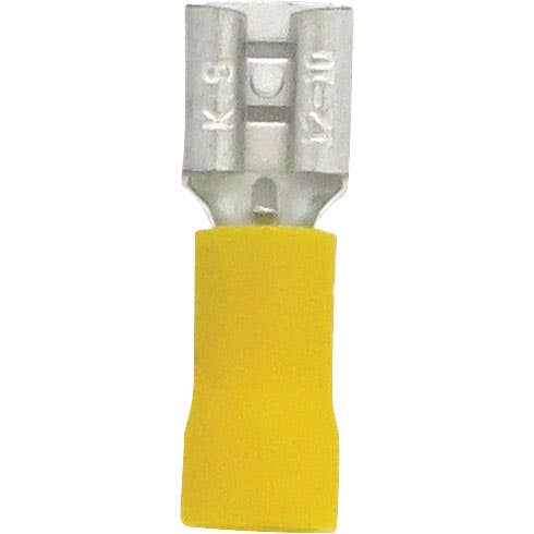 Bulk Female Quick Disconnect Slide Connectors 12-10GA .250" x .032" Tab PVC Yellow Bulk Female Quick Disconnect Slide Connectors 12-10GA .250" x .032" Tab PVC Yellow