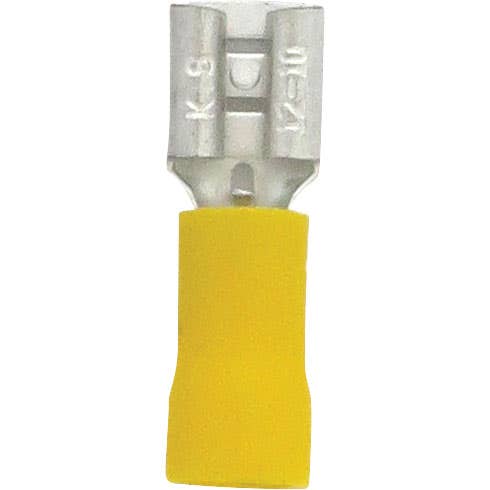 Bulk Female Quick Disconnect Slide Connectors 12-10GA .250" x .032" Tab PVC Yellow