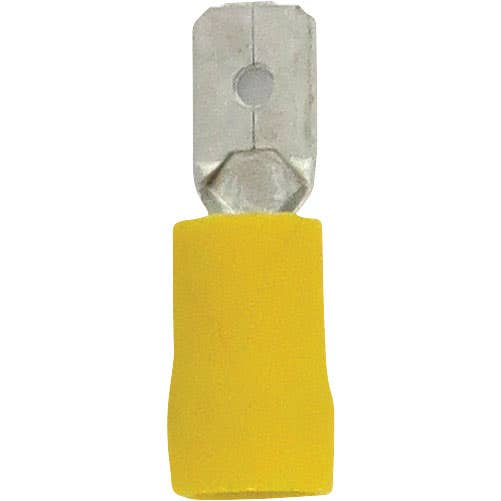 Bulk Male Quick Disconnect Slide Connectors 12-10GA .250" x .032" Tab PVC Yellow