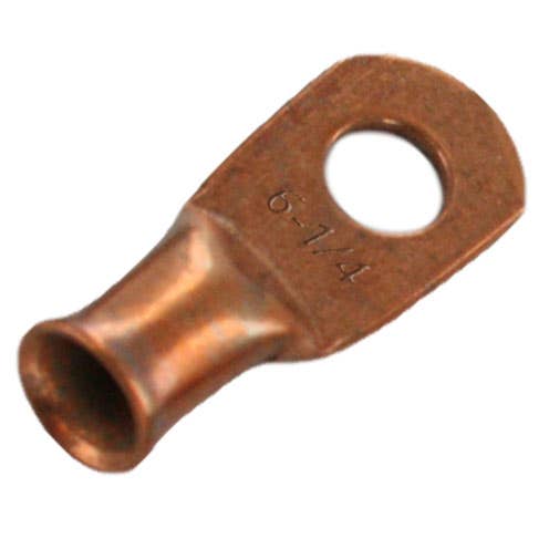 Unplated Copper Lug 6 Awg 1/4" 20 Pack