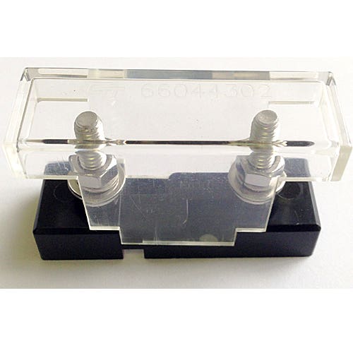 FUSE HOLDER FOR MID AMP SIZE BOLT ON FUSES, CLEAR COVER 25PK FUSE HOLDER FOR MID AMP SIZE BOLT ON FUSES, CLEAR COVER 25PK