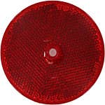 RED ROUND, 3-3/16", CENTER HOLE, PLASTIC BACK