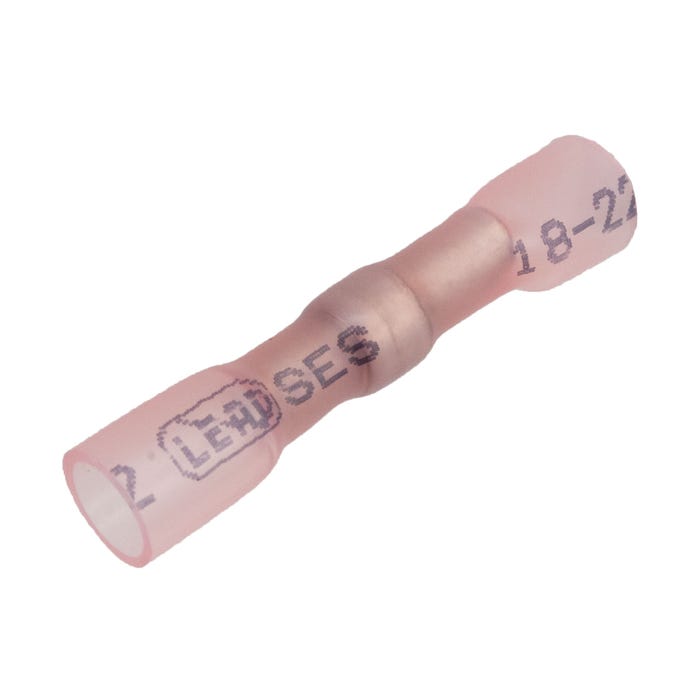 22-18 Awg Butt Splice Crimp/Solder/Shrink Red 22-18 Awg Butt Splice Crimp/Solder/Shrink Red