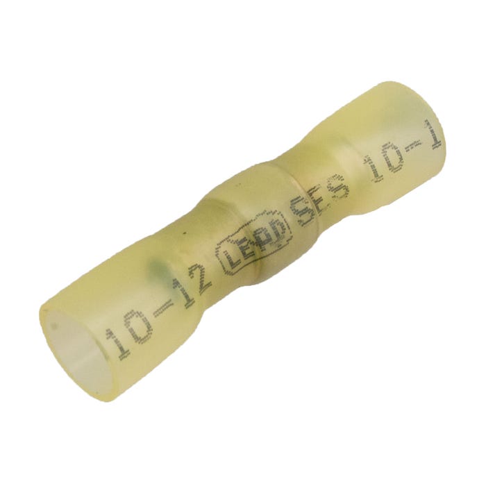 12-10 Awg Butt Splice Crimp/Solder/Shrink Yellow 12-10 Awg Butt Splice Crimp/Solder/Shrink Yellow