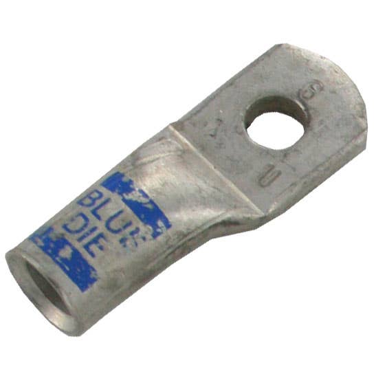 Extra Heavy Copper Lug for Battery and Welding Cable 3/8" 6GA Blue Crimping Die Extra Heavy Copper Lug for Battery and Welding Cable 3/8" 6GA Blue Crimping Die