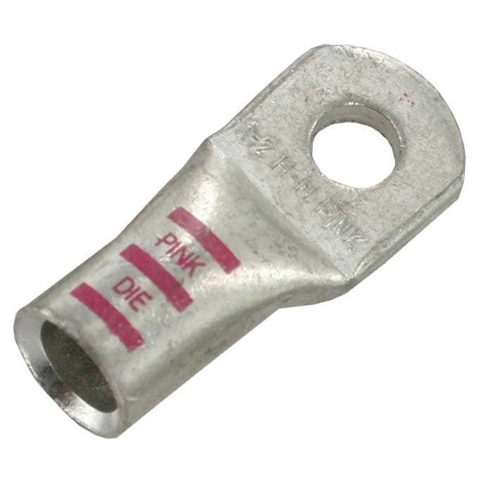 Extra Heavy Copper Lug for Battery and Welding Cable 1/4" 2-1GA Pink Crimping Die Extra Heavy Copper Lug for Battery and Welding Cable 1/4" 2-1GA Pink Crimping Die