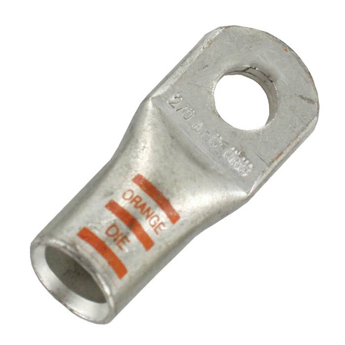 Extra Heavy Copper Lug for Battery and Welding Cable 1/4" 2/0GA Orange Crimping Die