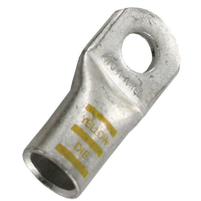 Extra Heavy Copper Lug for Battery and Welding Cable 3/8" 4/0GA Yellow Crimping Die Extra Heavy Copper Lug for Battery and Welding Cable 3/8" 4/0GA Yellow Crimping Die