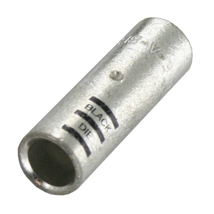 Extra Heavy Copper Butt Splice for Battery and Welding Cable 1/0GA Black Crimping Die Extra Heavy Copper Butt Splice for Battery and Welding Cable 1/0GA Black Crimping Die