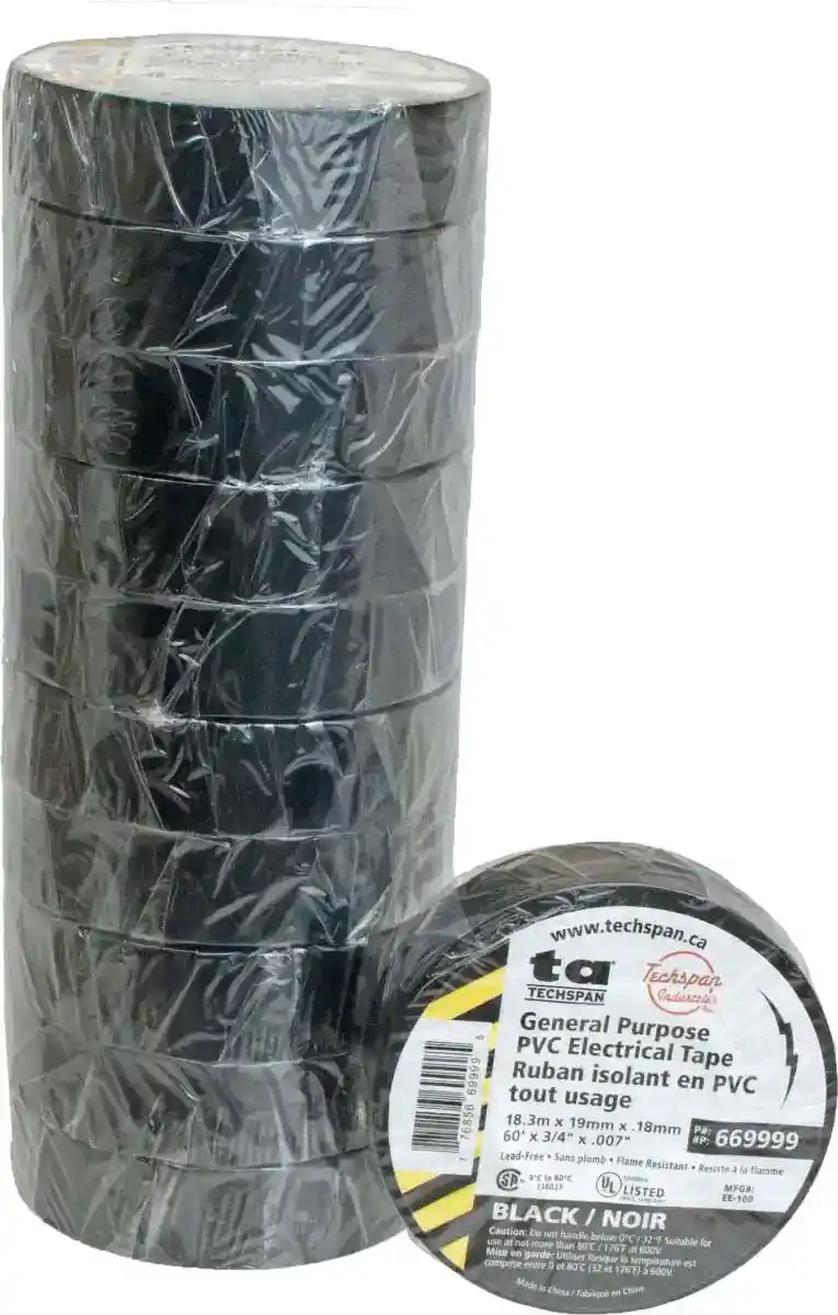 Black Electrical Tape PVC Bulk 100PK Black Electrical Tape PVC Bulk 100PK