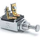SPST, NORMALLY ON, 10A@12VDC, 2 SCREWS, MOUNTING STEM 7/8" LONG, 7/16"-20 THREAD, 1/2" BUTTON END PLUNGER SPST, NORMALLY ON, 10A@12VDC, 2 SCREWS, MOUNTING STEM 7/8" LONG, 7/16"-20 THREAD, 1/2" BUTTON END PLUNGER
