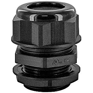 DOME CAP CABLE GLAND M12  .11-.26"  BLACK COMPLETE WITH O-RING & LOCKNUT