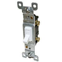 LIGHT SWITCH, ON/OFF, SINGLE POLE, WHITE, 15A, 120V