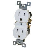 DUPLEX RECEPTACLE OUTLET, WHITE, 15A, 125V, NEMA 5-15R