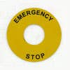 ROUND LEGAND PLATE, 60MM DIA, AL, EMERGENCY STOP ROUND LEGAND PLATE, 60MM DIA, AL, EMERGENCY STOP
