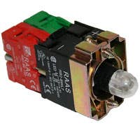 ILLUMINATED PUSH BUTTON HOLDER BLOCK W/ LED GREEN 24V, 1NO+1NC