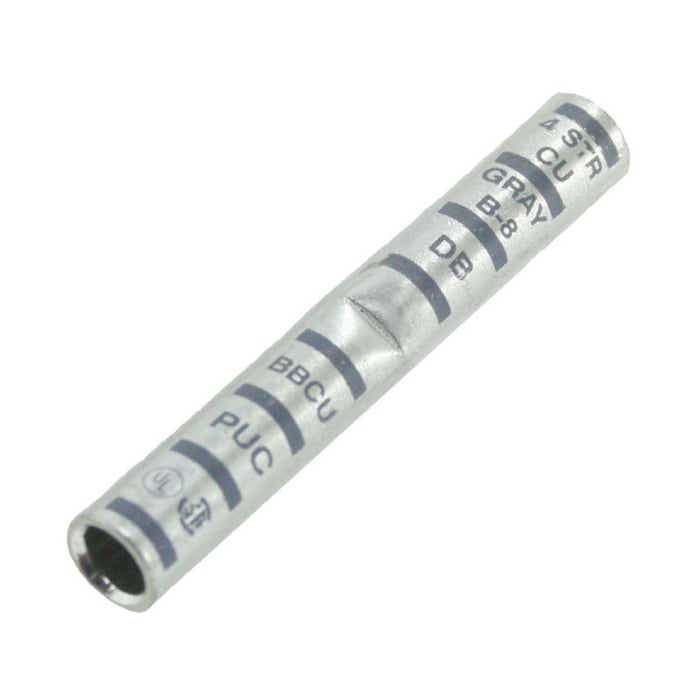 Long Barrel Copper Splice 4 Awg .232" Gray BBCU4 Long Barrel Copper Splice 4 Awg .232" Gray BBCU4