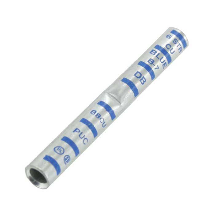 Long Barrel Copper Splice 6 Awg .184" Blue BBCU6 Long Barrel Copper Splice 6 Awg .184" Blue BBCU6