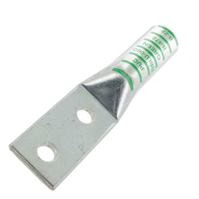 Long Barrel Copper Lug 600MCM 1/2" 2 Hole Green BBLU060D Long Barrel Copper Lug 600MCM 1/2" 2 Hole Green BBLU060D