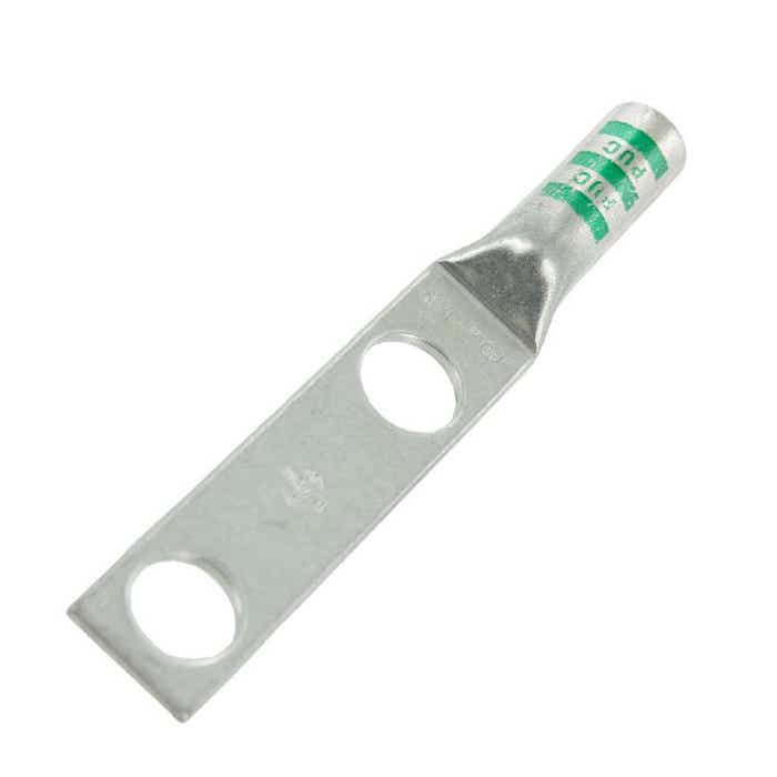 Long Barrel Copper Lug 1 Awg 1/2" 2 Hole Green Long Barrel Copper Lug 1 Awg 1/2" 2 Hole Green