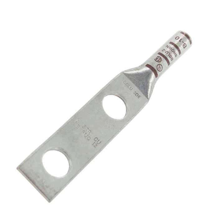 Long Barrel Copper Lug 2 Awg 1/2" 2 Hole Brown BBLU2D6 Long Barrel Copper Lug 2 Awg 1/2" 2 Hole Brown BBLU2D6