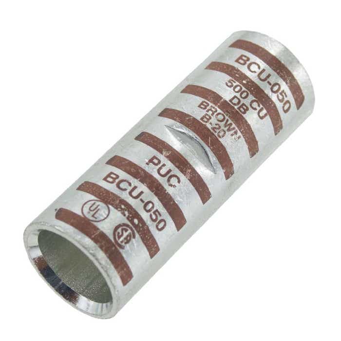 Short Barrel Copper Splice 500MCM .815" Brown Short Barrel Copper Splice 500MCM .815" Brown