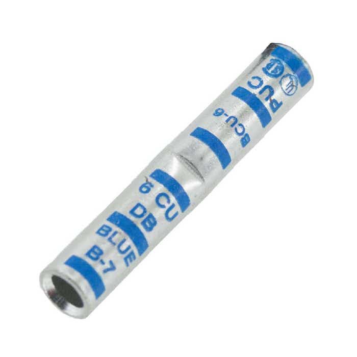 Short Barrel Copper Splice 6 Awg .184" Blue Short Barrel Copper Splice 6 Awg .184" Blue