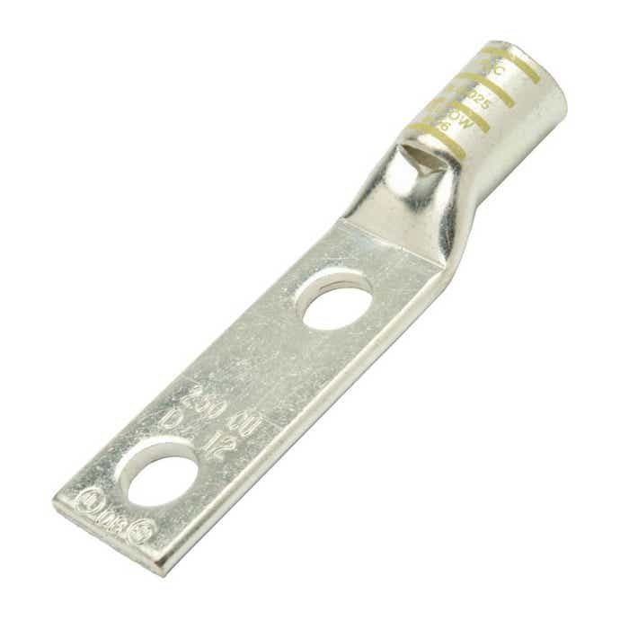 Short Barrel Copper Lug 250MCM 1/2" 2 Hole Yellow Short Barrel Copper Lug 250MCM 1/2" 2 Hole Yellow