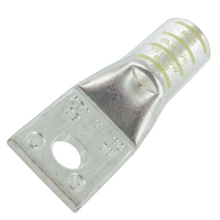Short Barrel Copper Lug 250MCM 1/4" Stud Yellow Short Barrel Copper Lug 250MCM 1/4" Stud Yellow