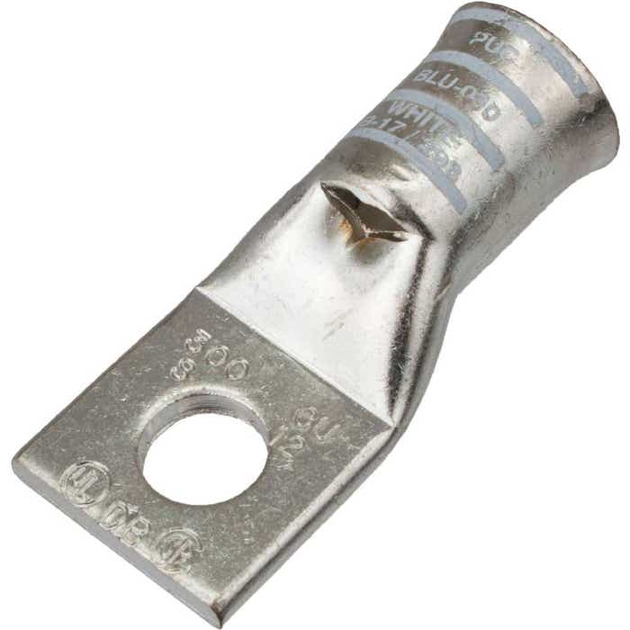 4/0 Awg DLO Copper Compression Lug White Flared BLU030SFL 4/0 Awg DLO Copper Compression Lug White Flared BLU030SFL
