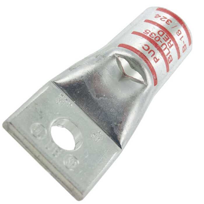 Short Barrel Copper Lug 350MCM 5/8" Stud Red Short Barrel Copper Lug 350MCM 5/8" Stud Red