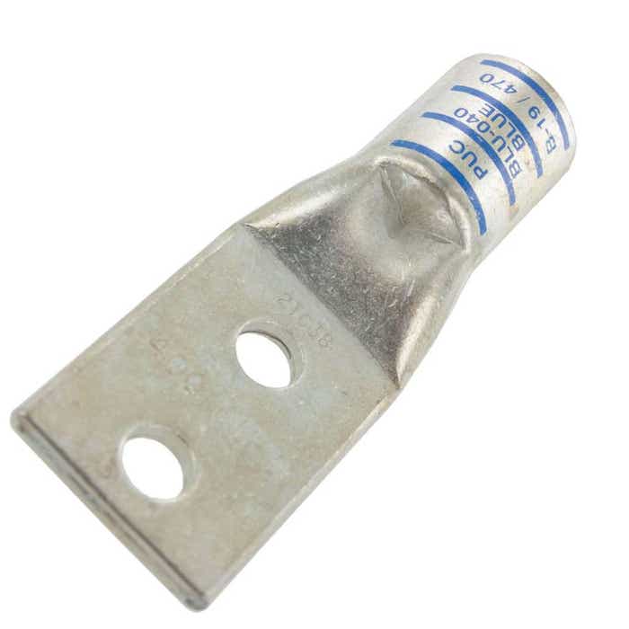 Short Barrel Copper Lug 400MCM 1/2" 2 Hole Blue Short Barrel Copper Lug 400MCM 1/2" 2 Hole Blue