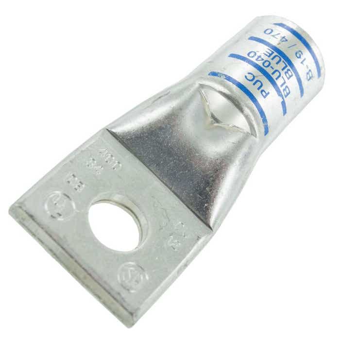Short Barrel Copper Lug 400MCM 1/2" 1 Hole Blue Short Barrel Copper Lug 400MCM 1/2" 1 Hole Blue