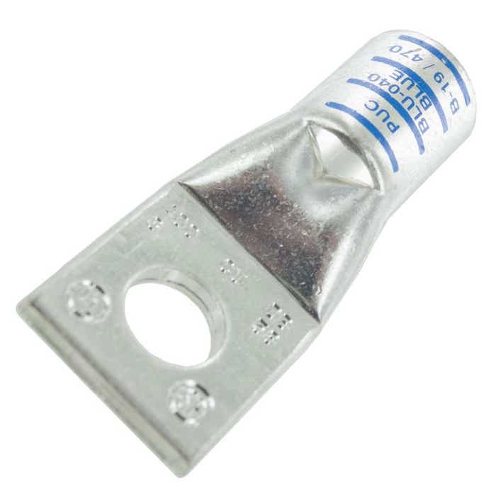 Short Barrel Copper Lug 450MCM 5/8" Stud Blue Short Barrel Copper Lug 450MCM 5/8" Stud Blue