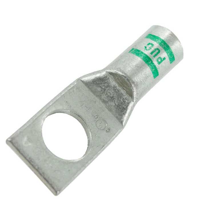 Short Barrel Copper Lug 1 Awg 1/2" 1 Hole Green Short Barrel Copper Lug 1 Awg 1/2" 1 Hole Green