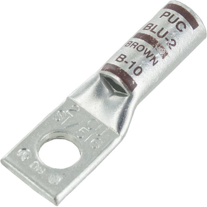 Short Barrel Copper Lug 2 Awg 5/16" Stud Brown BLU2S1 Short Barrel Copper Lug 2 Awg 5/16" Stud Brown BLU2S1