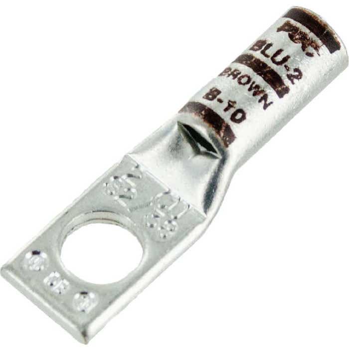 Short Barrel Copper Lug 2 Awg 3/8" Stud Brown Short Barrel Copper Lug 2 Awg 3/8" Stud Brown