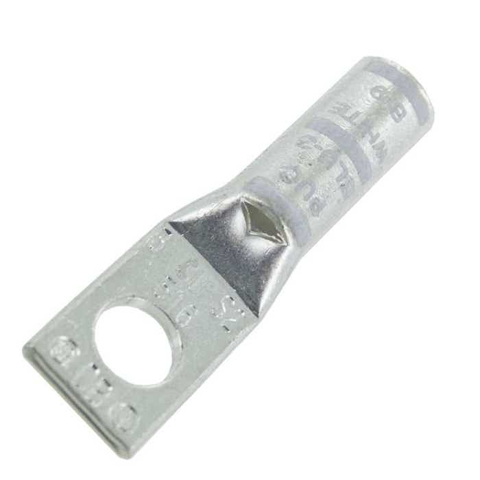 Short Barrel Copper Lug 3 Awg 5/16" White 1 Hole Short Barrel Copper Lug 3 Awg 5/16" White 1 Hole