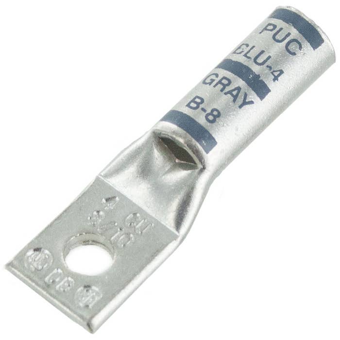 Short Barrel Copper Lug 4 Awg #10 Stud Gray BLU4S Short Barrel Copper Lug 4 Awg #10 Stud Gray BLU4S