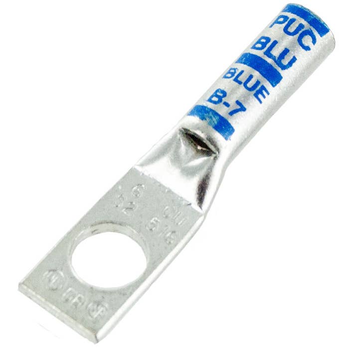 Short Barrel Copper Lug 6 Awg 5/16" Stud Blue BLU6S2 Short Barrel Copper Lug 6 Awg 5/16" Stud Blue BLU6S2